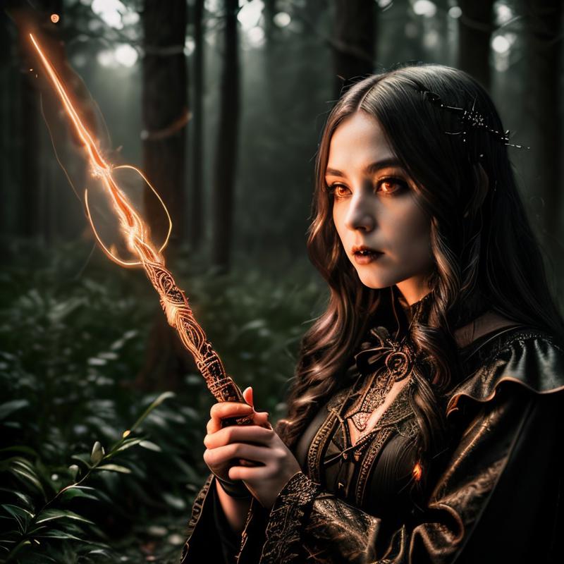 00436-2089117279-masterpiece, intricate photo, female witch with a magic wand of a wizard,  lightning strikes comes out of the magic wand, casts.jpg